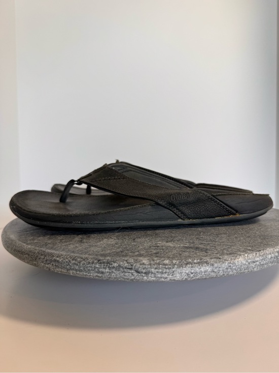 Olukai Leather Nui-M Men’s Flip Flops Sandals 12 Black main image 12
